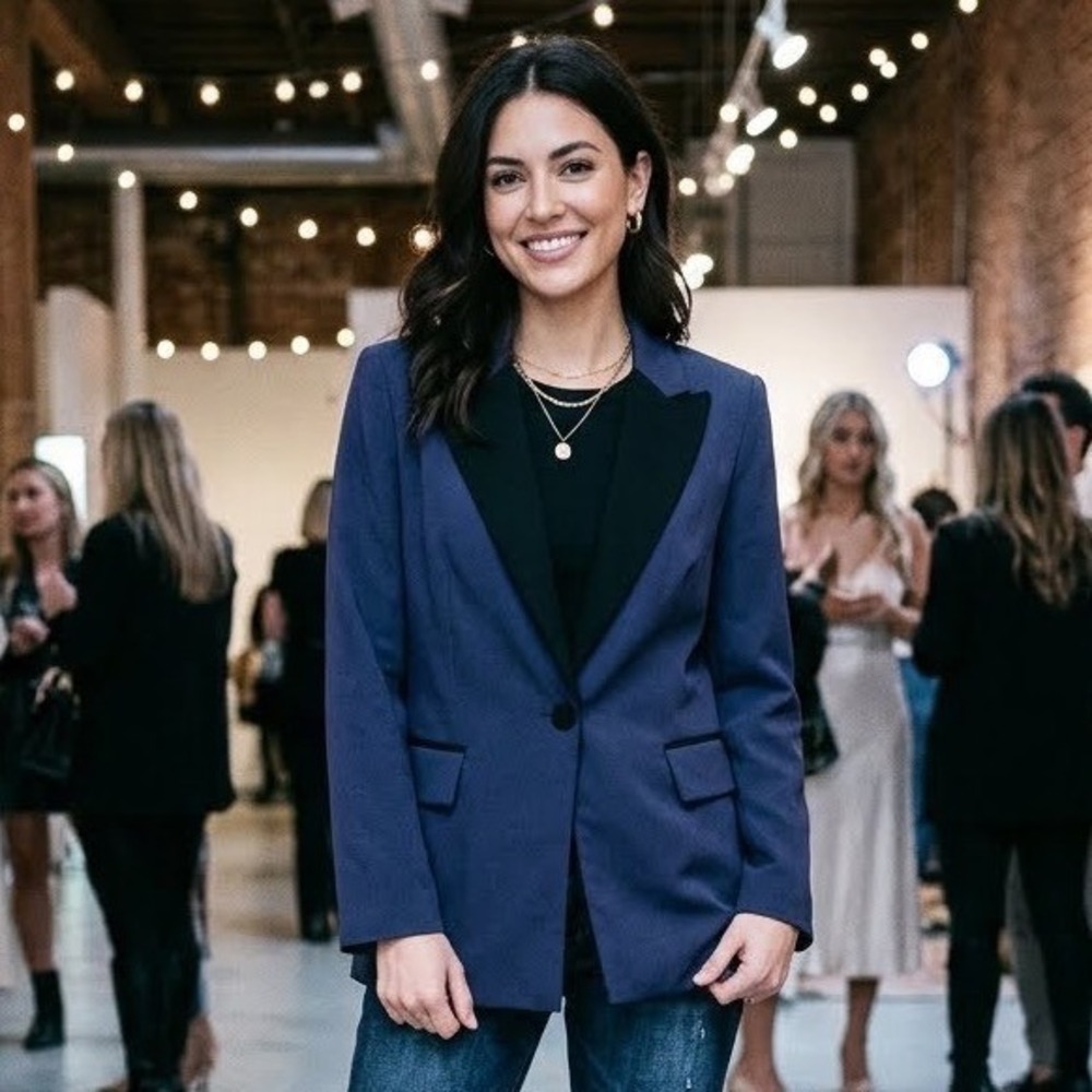 3.1 Phillip Lim for Target Navy Blue Tuxedo Blazer Black Peak Lapel - Size Small